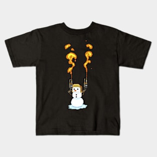 Snowman Firestorm Pixel Art Kids T-Shirt